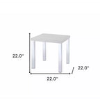 22" Chrome and White High Gloss Square End Table