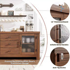 54-Inch Wood Buffet Sideboard with 2 Glass Doors and 3 Drawers