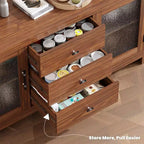 54-Inch Wood Buffet Sideboard with 2 Glass Doors and 3 Drawers