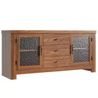 54-Inch Wood Buffet Sideboard with 2 Glass Doors and 3 Drawers