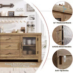 54-Inch Wood Buffet Sideboard with 2 Glass Doors and 3 Drawers