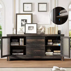 54-Inch Wood Buffet Sideboard with 2 Glass Doors and 3 Drawers