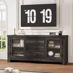 54-Inch Wood Buffet Sideboard with 2 Glass Doors and 3 Drawers