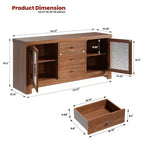 54-Inch Wood Buffet Sideboard with 2 Glass Doors and 3 Drawers
