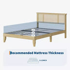 Platform Bed Frame with Rattan Headboard and 4 Storage Drawers