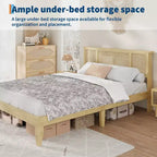 Platform Bed Frame with Rattan Headboard and 4 Storage Drawers