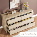 6 Drawer Dresser with Wood Grain Finish – Wide Chest of Drawers for Bedroom, Living Room and Entryway