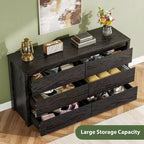 6 Drawer Dresser with Wood Grain Finish – Wide Chest of Drawers for Bedroom, Living Room and Entryway