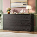 6 Drawer Dresser with Wood Grain Finish – Wide Chest of Drawers for Bedroom, Living Room and Entryway