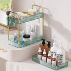 3-Tier Acrylic Rolling Storage Cart with Wheels, Extendable Shelves, Hooks & Cup Holder