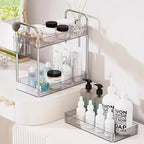 3-Tier Acrylic Rolling Storage Cart with Wheels, Extendable Shelves, Hooks & Cup Holder