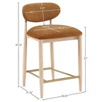 Upholstered Counter Stool with Wood Frame and Performance Fabric