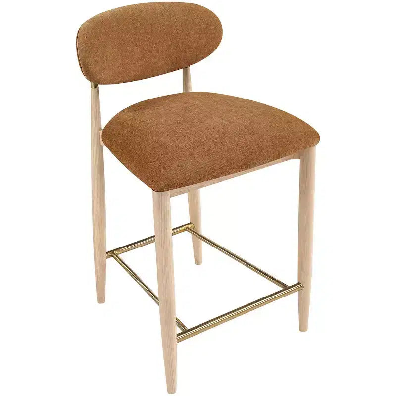Upholstered Counter Stool with Wood Frame and Performance Fabric