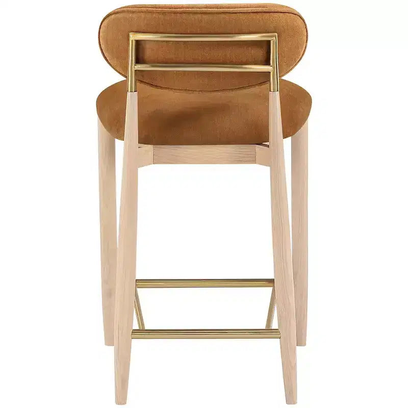 Upholstered Counter Stool with Wood Frame and Performance Fabric