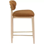 Upholstered Counter Stool with Wood Frame and Performance Fabric