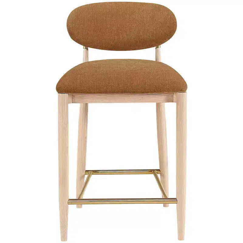 Upholstered Counter Stool with Wood Frame and Performance Fabric