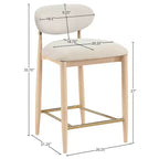 Upholstered Counter Stool with Wood Frame and Performance Fabric