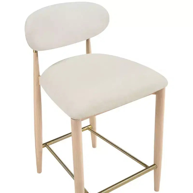 Upholstered Counter Stool with Wood Frame and Performance Fabric