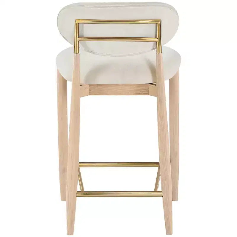 Upholstered Counter Stool with Wood Frame and Performance Fabric