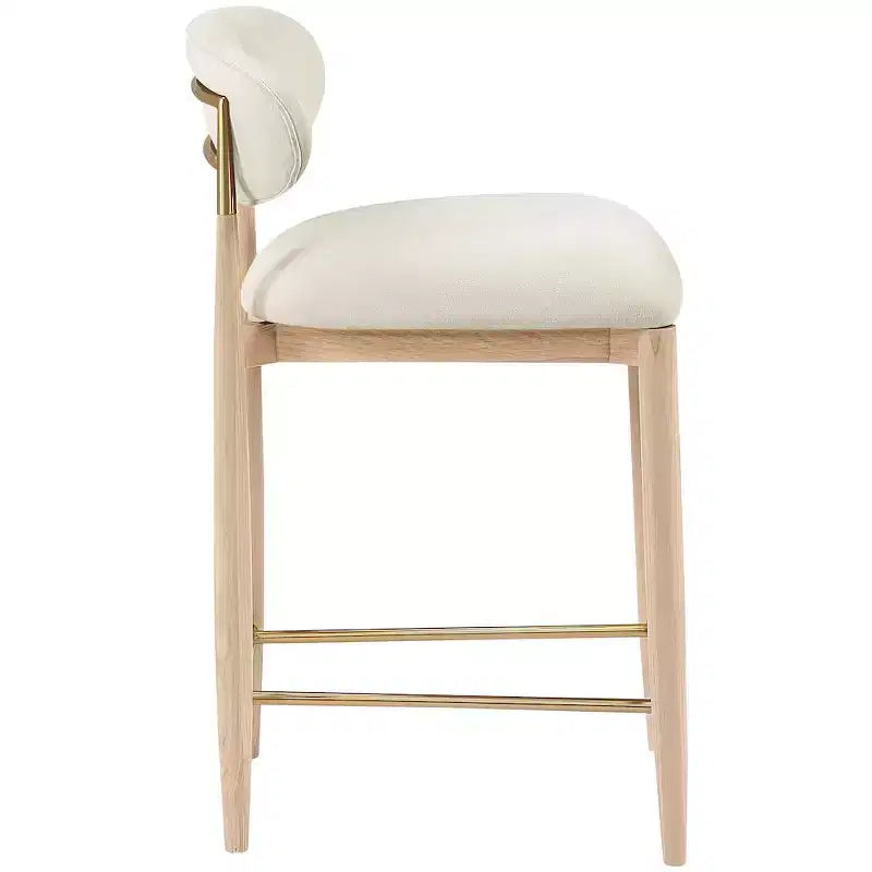 Upholstered Counter Stool with Wood Frame and Performance Fabric