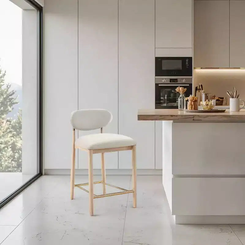 Upholstered Counter Stool with Wood Frame and Performance Fabric