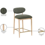 Upholstered Counter Stool with Wood Frame and Performance Fabric
