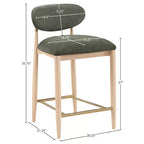 Upholstered Counter Stool with Wood Frame and Performance Fabric