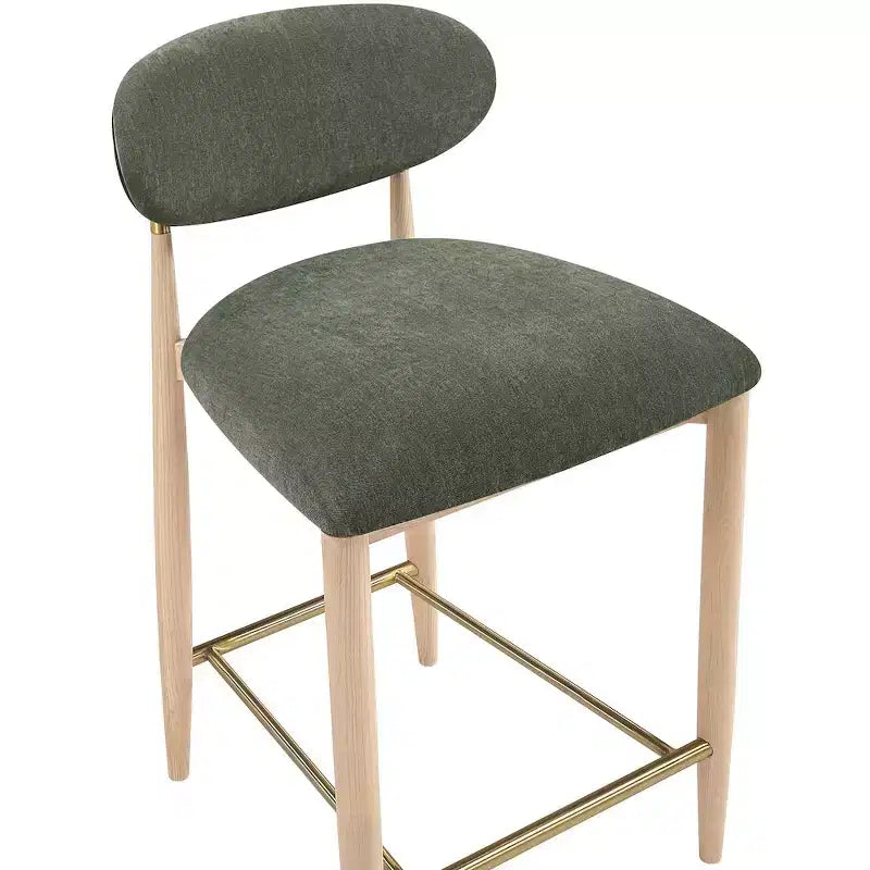 Upholstered Counter Stool with Wood Frame and Performance Fabric