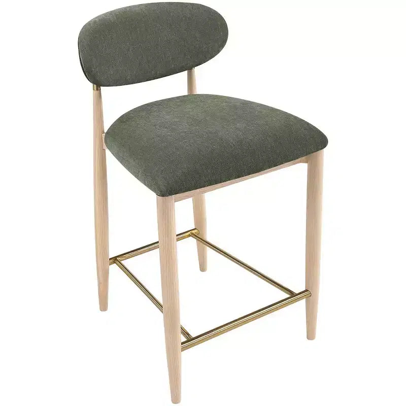 Upholstered Counter Stool with Wood Frame and Performance Fabric
