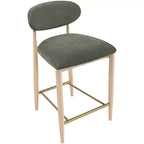 Upholstered Counter Stool with Wood Frame and Performance Fabric