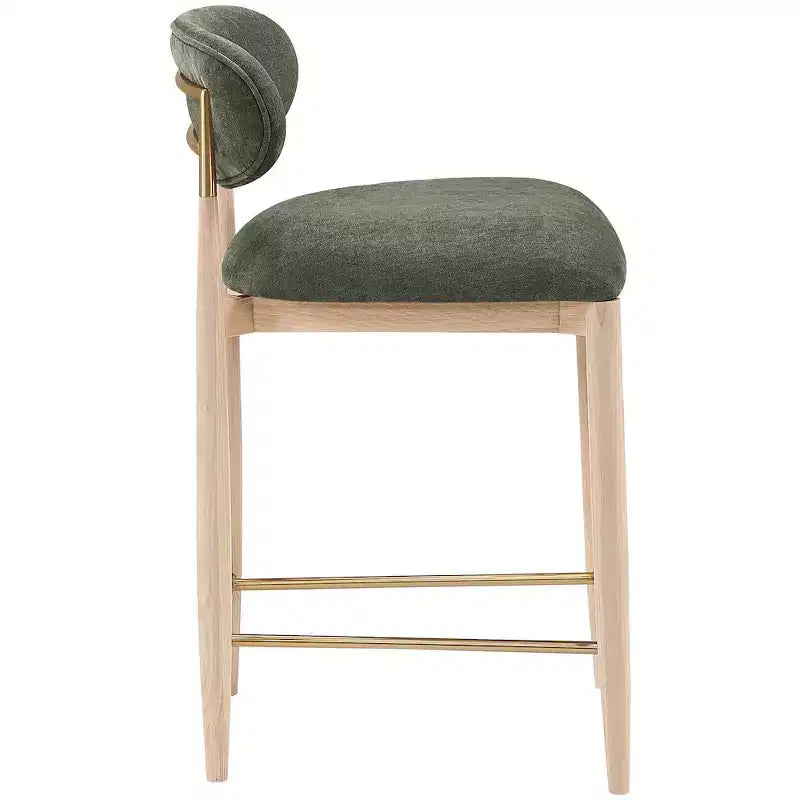 Upholstered Counter Stool with Wood Frame and Performance Fabric
