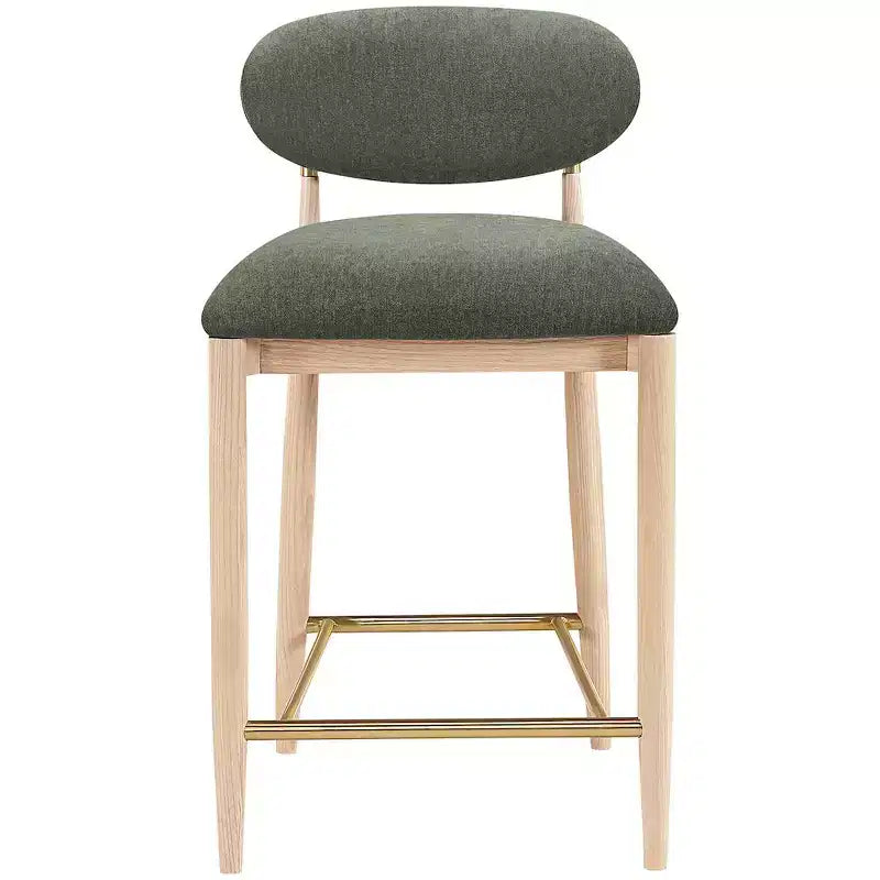 Upholstered Counter Stool with Wood Frame and Performance Fabric