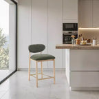Upholstered Counter Stool with Wood Frame and Performance Fabric