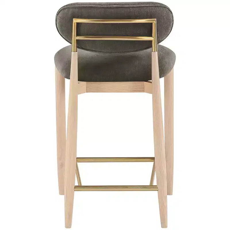 Upholstered Counter Stool with Wood Frame and Performance Fabric