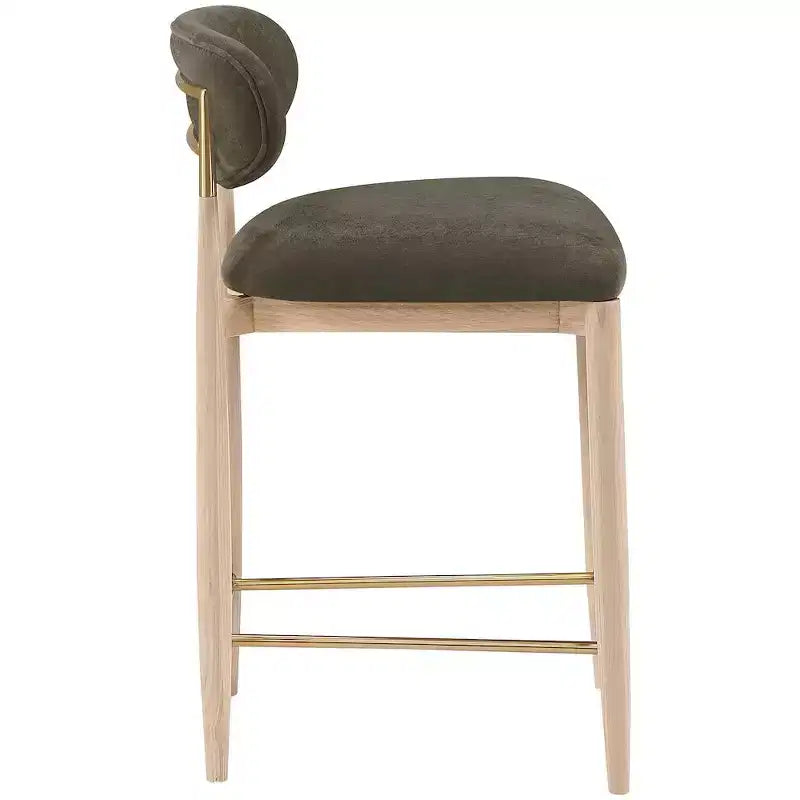 Upholstered Counter Stool with Wood Frame and Performance Fabric