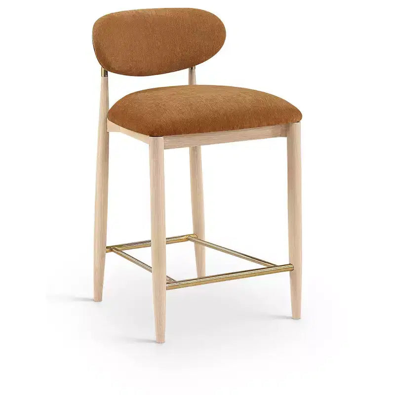 Upholstered Counter Stool with Wood Frame and Performance Fabric