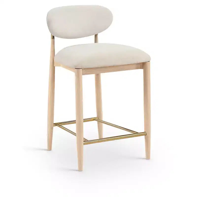 Upholstered Counter Stool with Wood Frame and Performance Fabric
