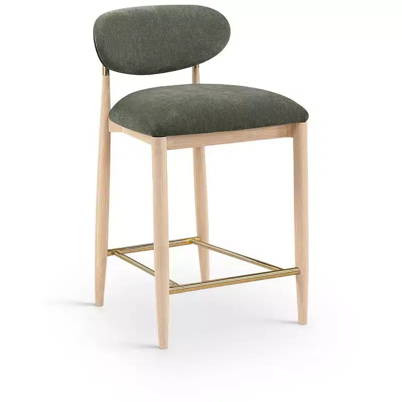 Upholstered Counter Stool with Wood Frame and Performance Fabric