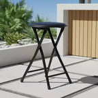 Folding Table and Stool Set, Adjustable Height Tray Table with Tilting Top and Cup Holder, Portable Desk for Bed, Sofa, Study or Outdoor