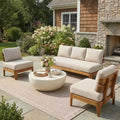 Christopher Knight Home Nikhil Modern 3 Piece Acacia Patio Chat Set with Cushion (Table Not Included)