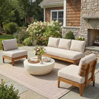 Christopher Knight Home Nikhil Modern 3 Piece Acacia Patio Chat Set with Cushion (Table Not Included)