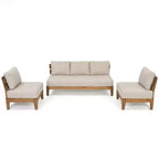 Christopher Knight Home Nikhil modernes 3-teiliges Akazienholz-Patio-Sitzset mit Polstern (Tisch nicht enthalten)