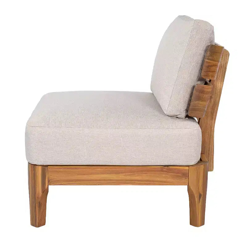 Christopher Knight Home Nikhil modernes 3-teiliges Akazienholz-Patio-Sitzset mit Polstern (Tisch nicht enthalten)