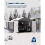 12x25FT Fully Enclosed Metal Carport with Vertical Roof and Steel Frame