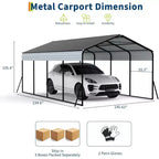 12 x 20 FT Heavy-Duty Steel Carport Shelter with Anchor Kit
