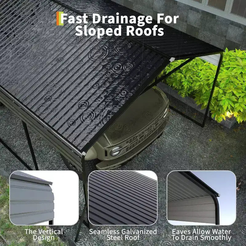 12 x 20 FT Heavy-Duty Steel Carport Shelter with Anchor Kit