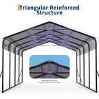 12 x 20 FT Heavy-Duty Steel Carport Shelter with Anchor Kit