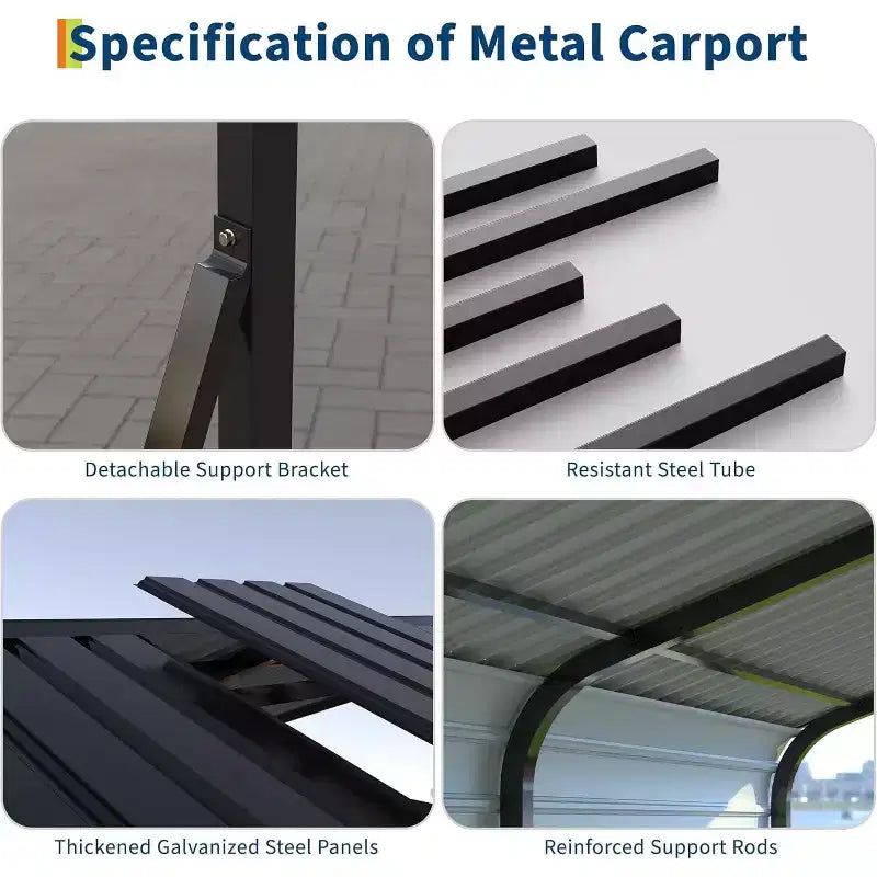 12 x 20 FT Heavy-Duty Steel Carport Shelter with Anchor Kit