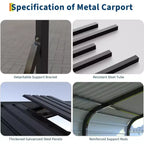 12 x 20 FT Heavy-Duty Steel Carport Shelter with Anchor Kit