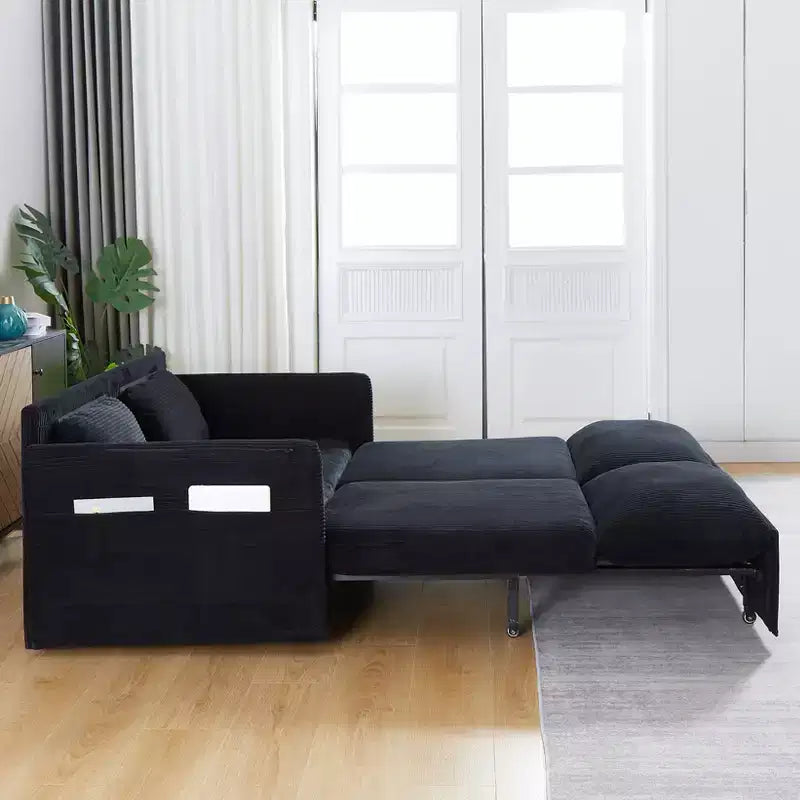 64.5" 3-in-1 Convertible Corduroy Sleeper Sofa Bed with Pullout Bed
